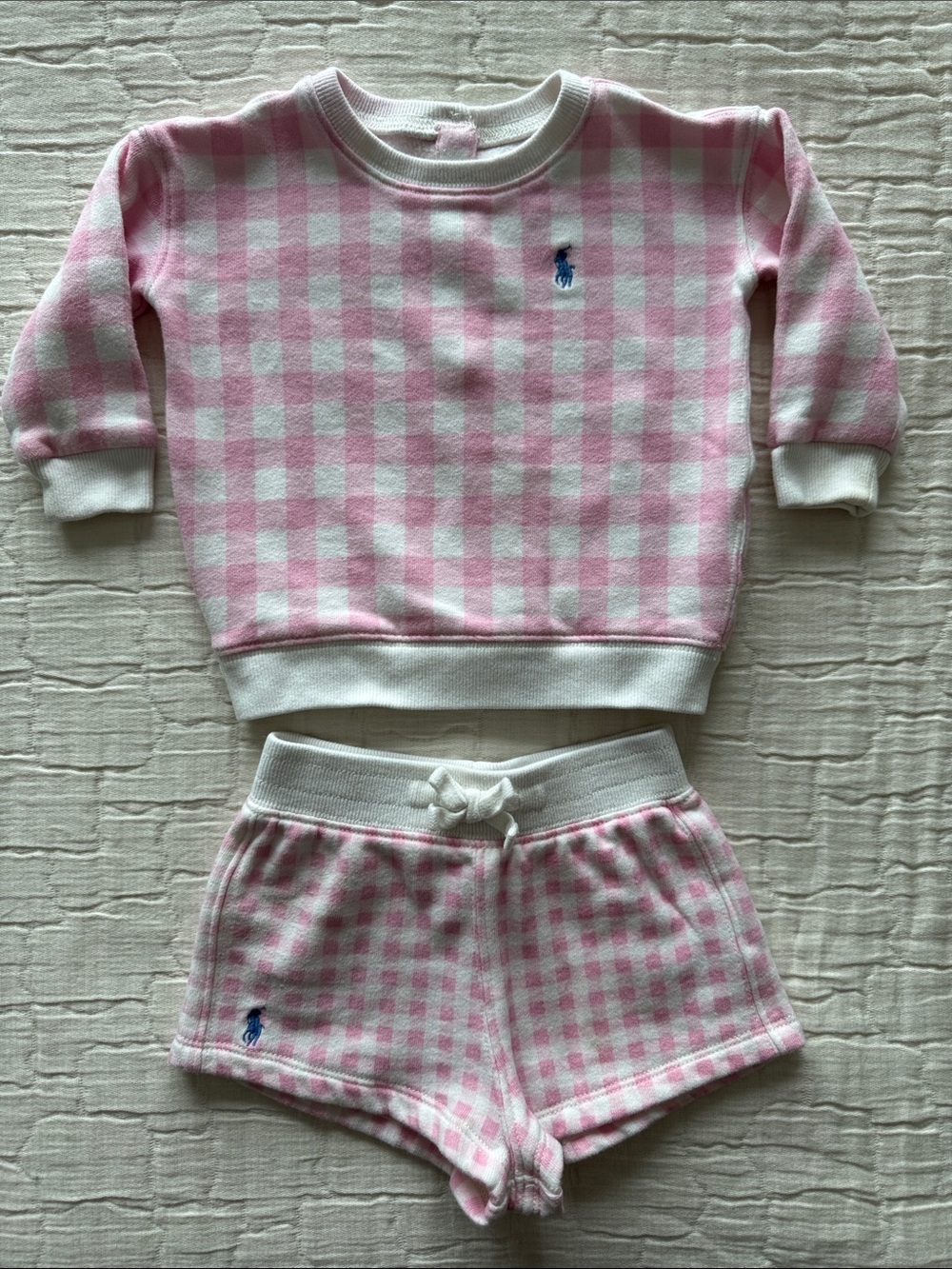 Ralph Lauren 2Pc Sweatshirt & Shorts Set - Pink/White, 6 months
